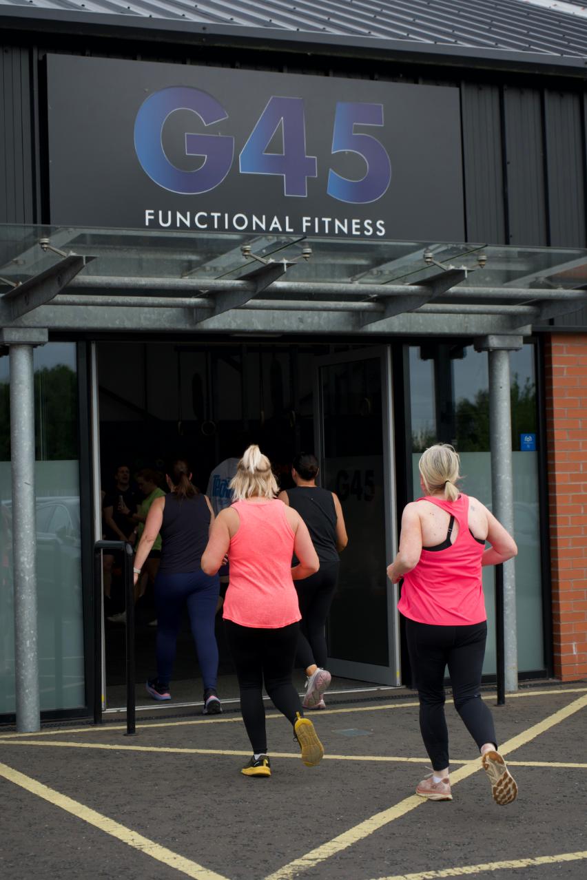 Members walking through the front door of G45 Functional Fitness